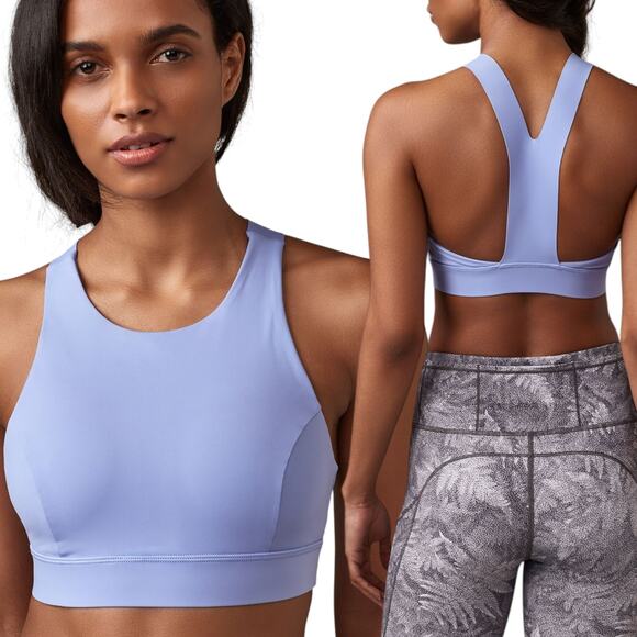 Lululemon Fast & Free Sports Bra - Size 10 Hydrangea Blue High Neck Longline - Picture 1 of 9